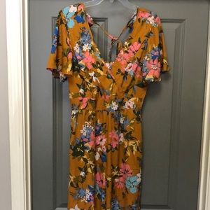 Floral Jumpsuit with Cap Sleeve